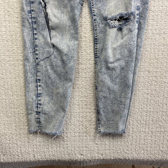 Y2K Refuge Jeans Womens Size 7 Blue Denim Slim Straight Washed Distressed Punk - Picture 3 of 10